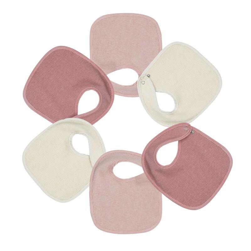 Bavoirs Naissance X6 -nid Dabeille 0-4m Beige/ Rose - trois kilos sept