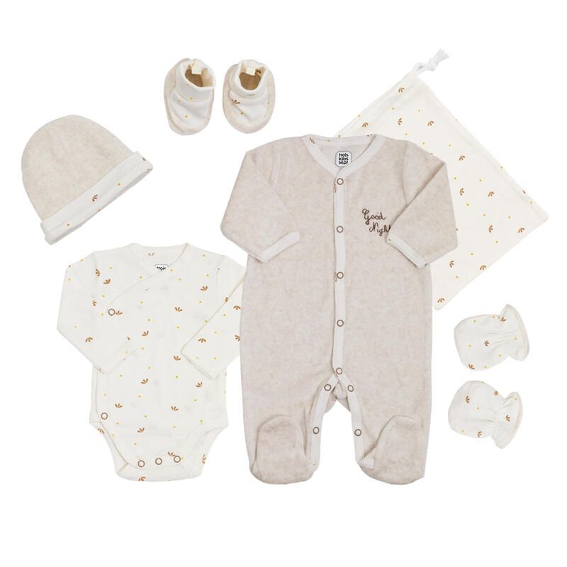 Kit Naissance 6 Pcs - Good Night 0m Ecru - trois kilos sept