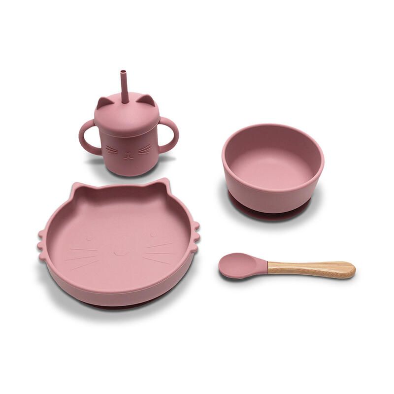 Set repas 4 pièces en silicone Rose - lorelli