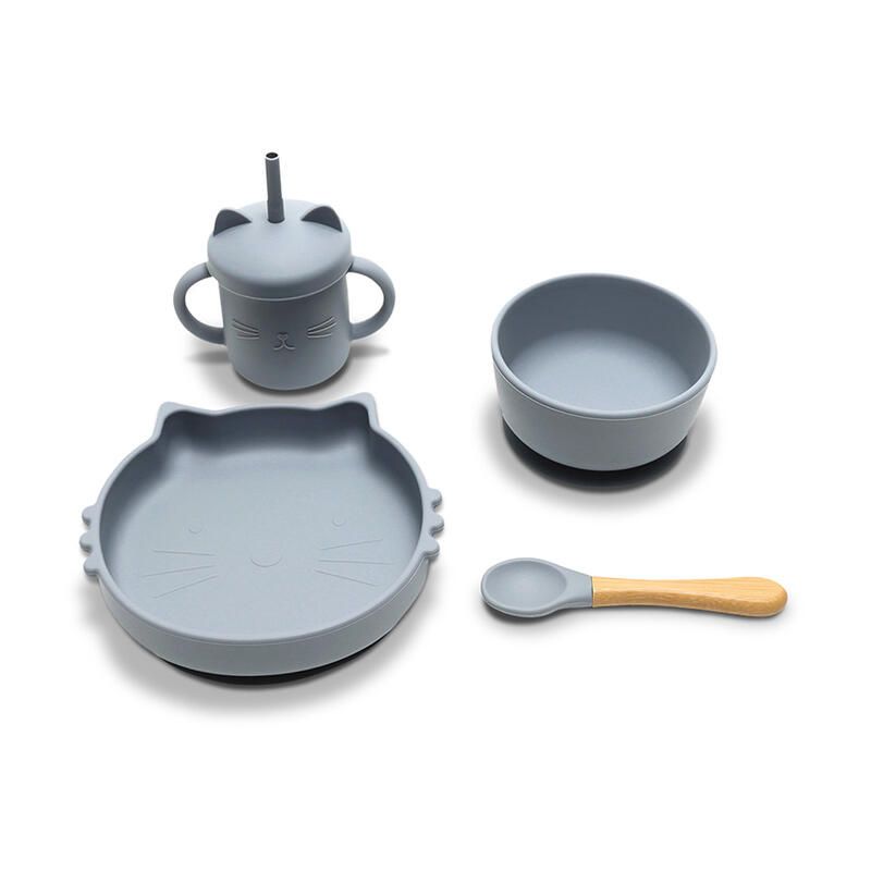 Set repas 4 pièces en silicone Gris - lorelli