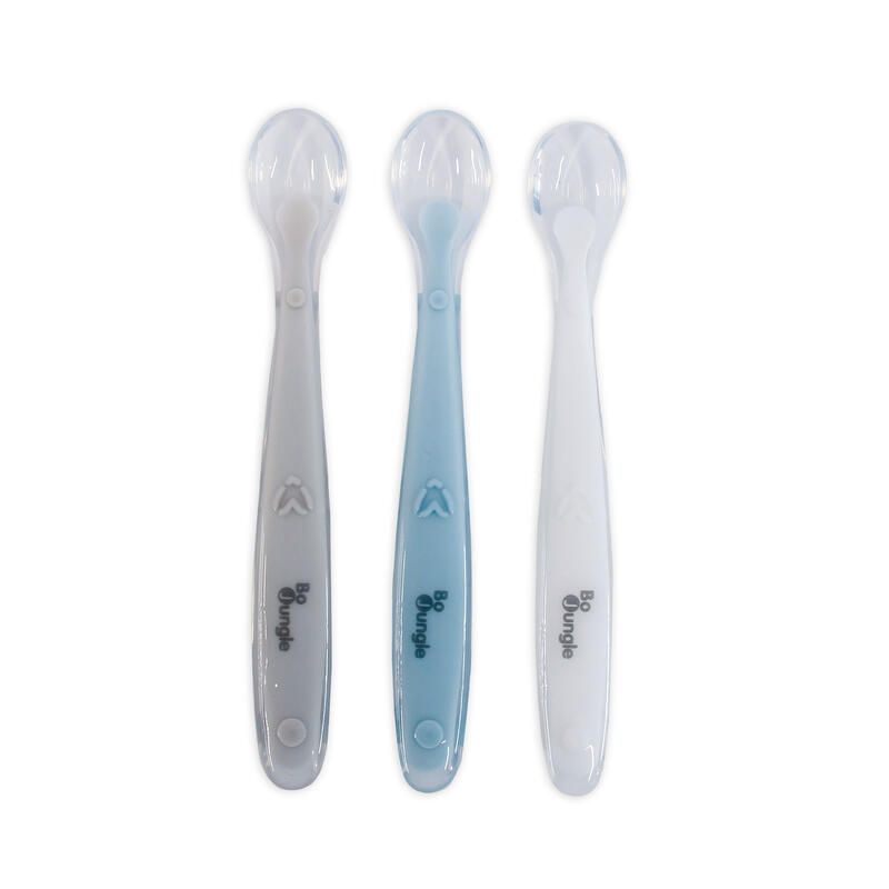 B-cuilleres Douces Pour Bebe X3 Gris - Blanc - Bleu - bojungle
