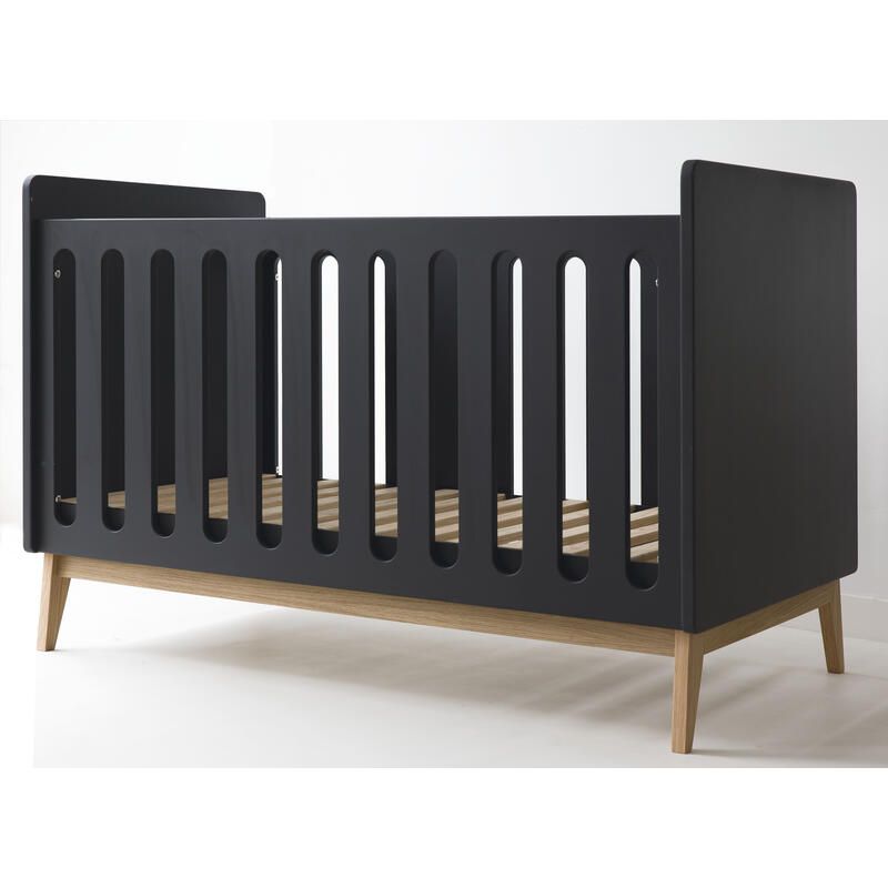 Lit bébé 70x140cm évolutif en banquette Pure Noir - pericles