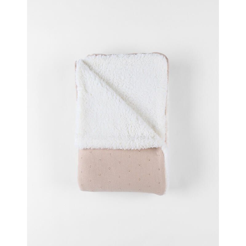 Mm24 Couverture Tricot Powder Pink Avec Sherpa 75x100 Mix Match 75x100 Cm Rose - noukie 's