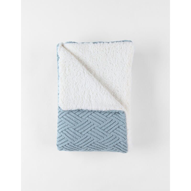 Mm24 Couverture Tricot Ice Blue Avec Sherpa 75x100 Mix Match 75x100 Cm Bleu - noukie 's