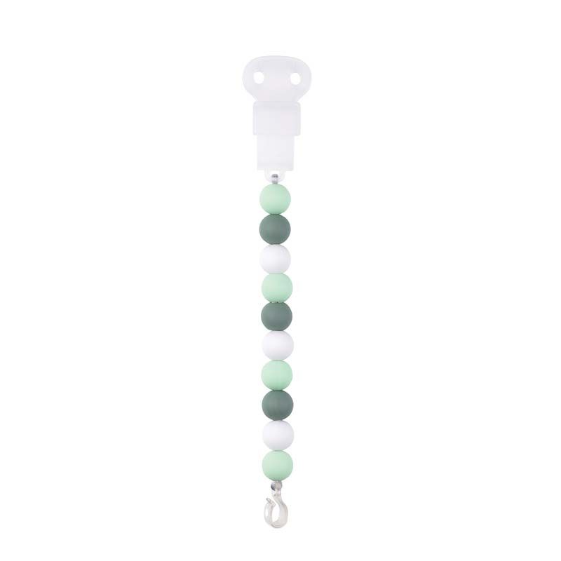 Attache Tetine Silicone Vert De Gris Menthe Blanc - nattou