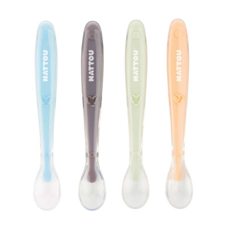 Silicone Set 4 Cuilleres Multicolore - nattou