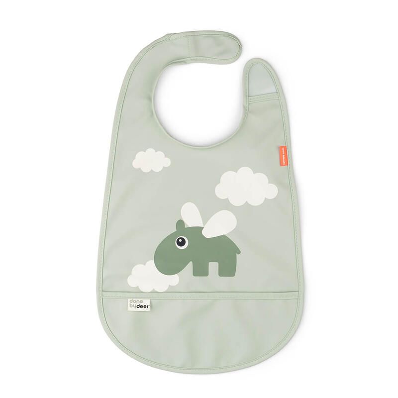 Bavoir Velcro Happy Clouds Vert - done by deer