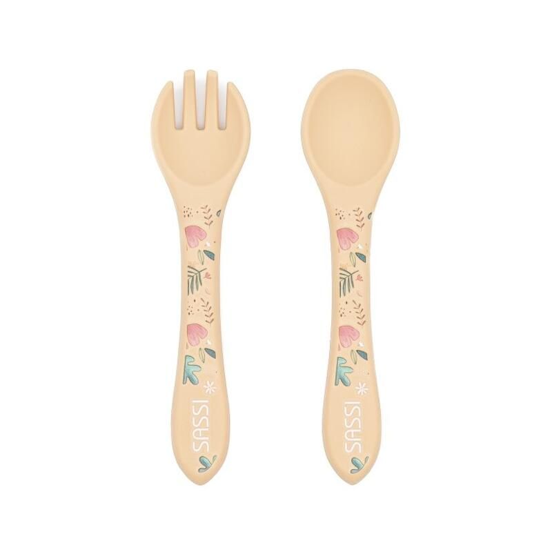 Couverts en silicone Gnawy le paresseux Beige - sassi