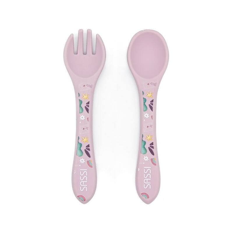 Couverts en silicone Sparkly la licorne Violet - sassi