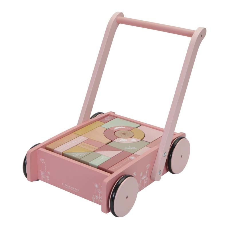 Chariot De Marche Wild Flowers 12m+ A Bloc Rose - little dutch