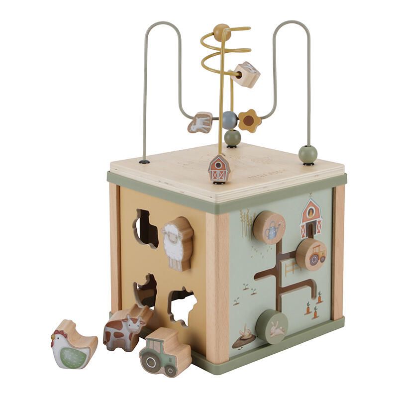 Cube Activite En Bois Little Farm 18m+ Vert - little dutch