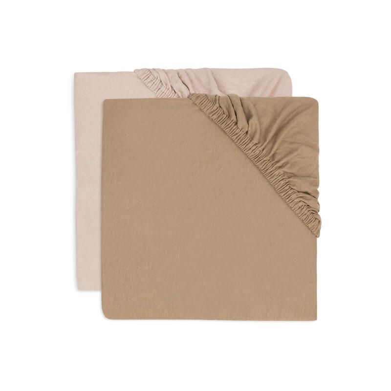 Drap-housse Jersey X2 Basics 70 75x140 150cm Wild Rose Biscuit - jollein