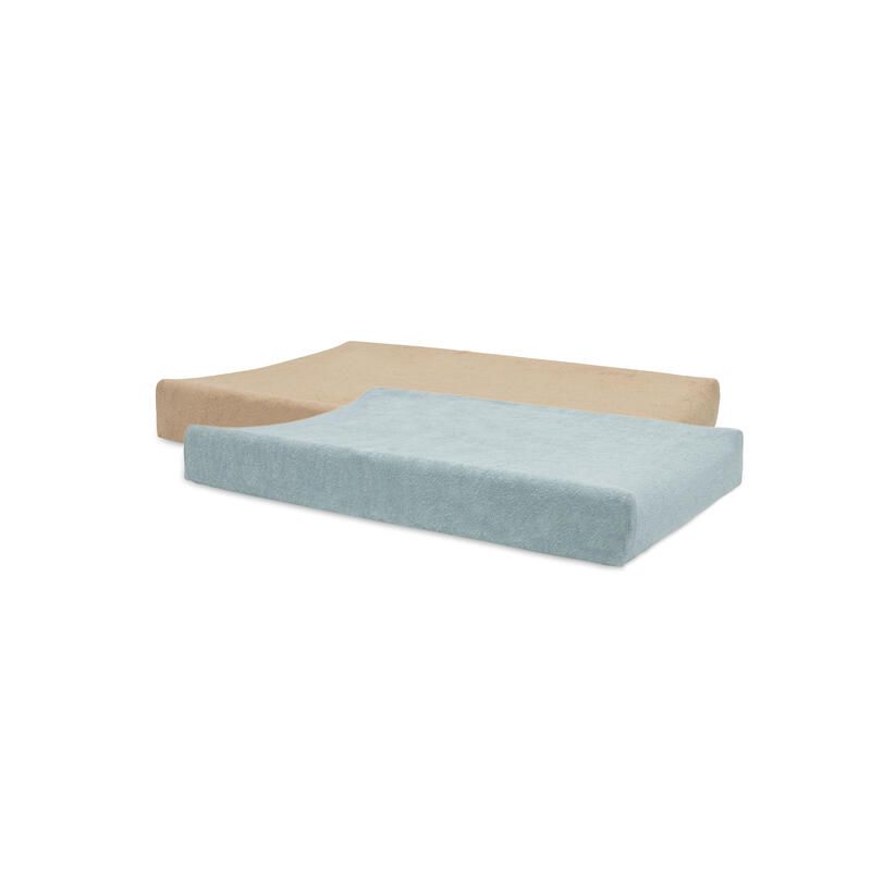 Lot de 2 housses de matelas à langer éponge Basics 50x70cm Sea Green et Biscuit - jollein