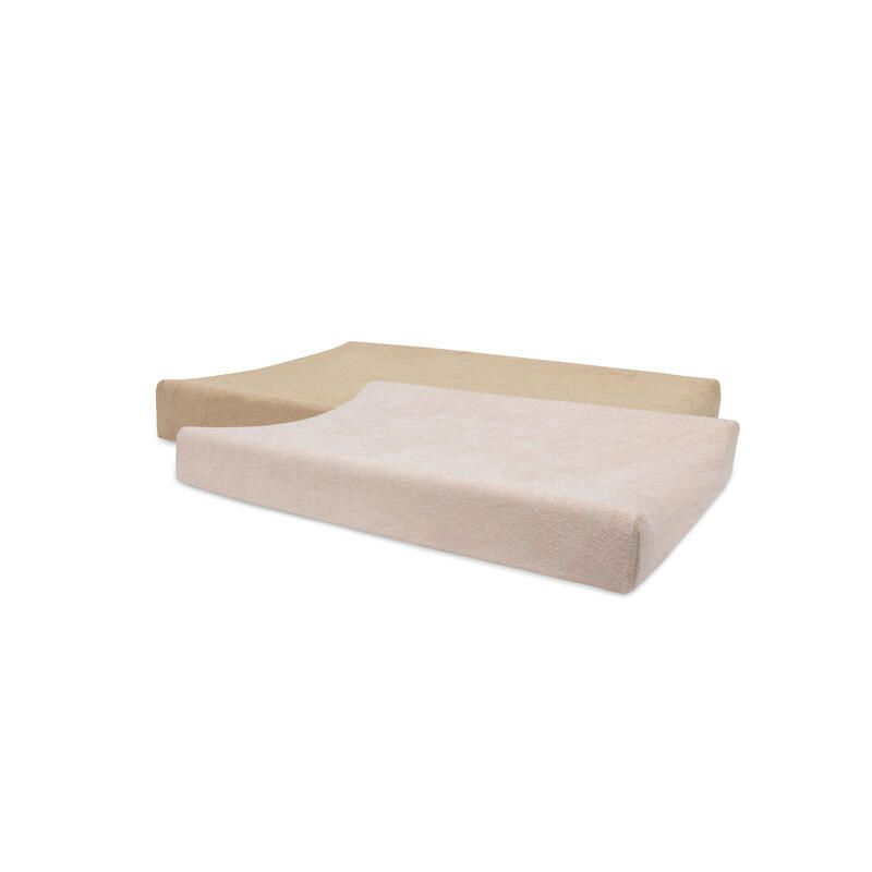 Lot de 2 housses de matelas à langer éponge Basics 50x70cm Wild Rose et Biscuit - jollein