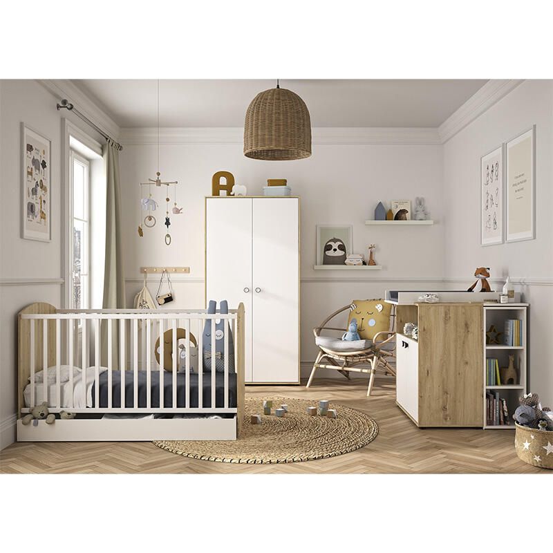 Chambre Trio Arthur Lit bébé évolutif 70x140cm + Commode + Armoire - galipette