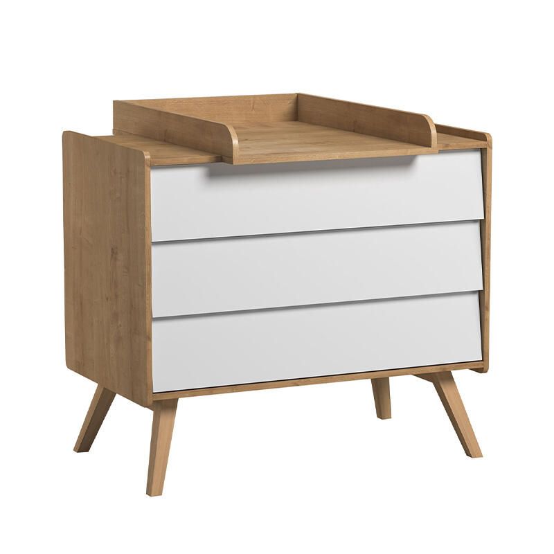 Commode 3 tiroirs Vintage Chêne Blanc - vox