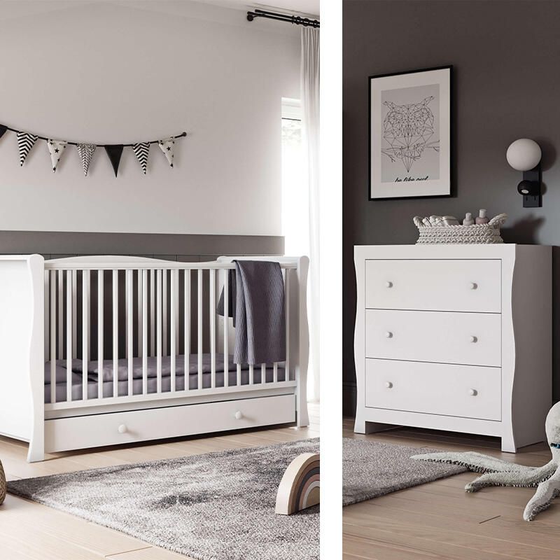 Chambre Duo Veli Lit bébé évolutif 70x140cm + Commode à langer - vox