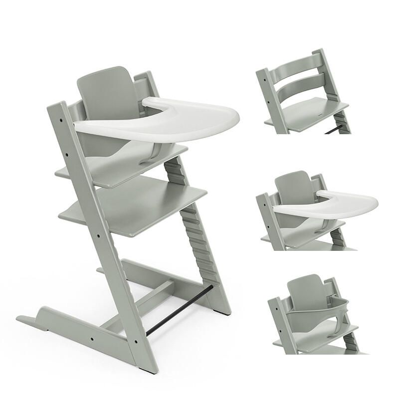 Chaise haute Tripp Trapp + Baby Set + Plateau Glacier Green - stokke