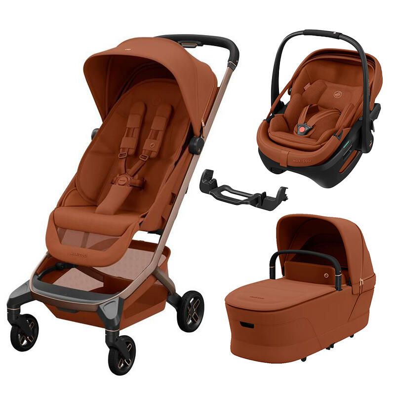 Poussette Trio Fame Cabin + Siège auto Coral Slide Pro + Nacelle Cabin Cot Copper Terra - maxi cosi