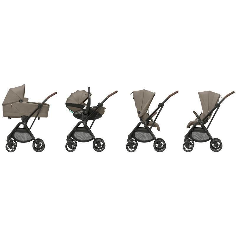 Poussette Trio Leona 2 + Siège auto Pebble 360 Pro 2 + Nacelle Sense Twillic Truffle - maxi cosi