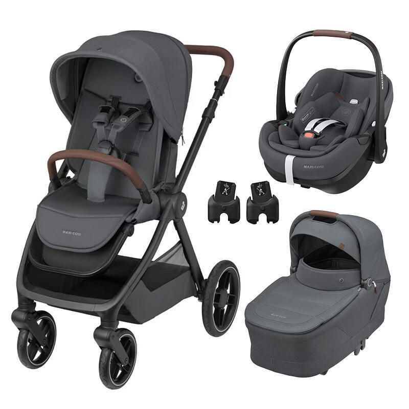 Poussette Trio Oxford + Siège auto Pebble 360 Pro 2 + Nacelle Sense Twillic Graphite - maxi cosi