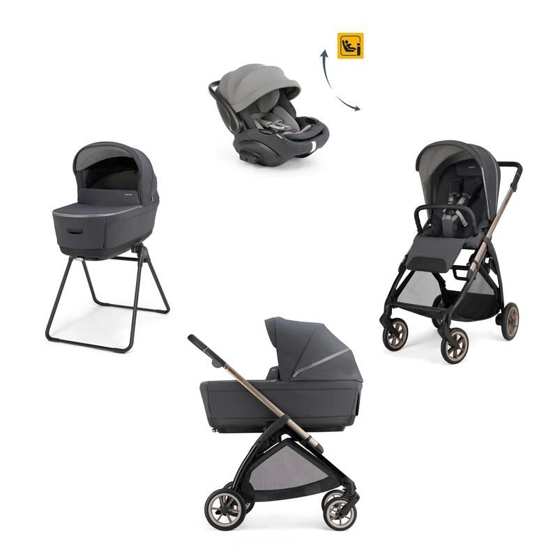 Poussette Trio System Quattro Electa + Siège auto Darwin Recline + Nacelle Open Up Garage Grey - inglesina