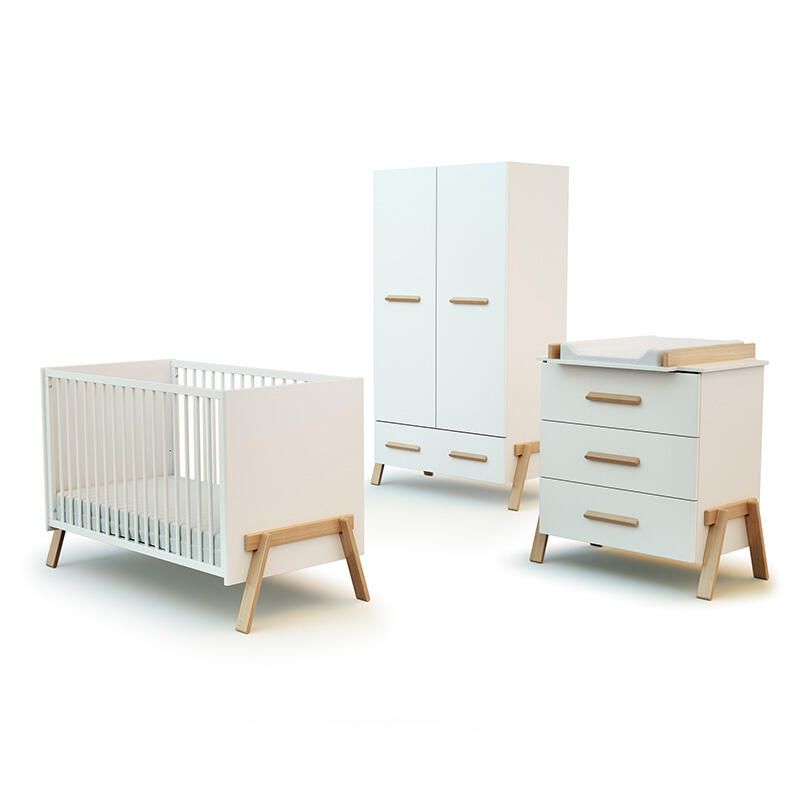 Chambre Trio Canaille Lit bébé 60x120cm + Commode à langer + Armoire - at4