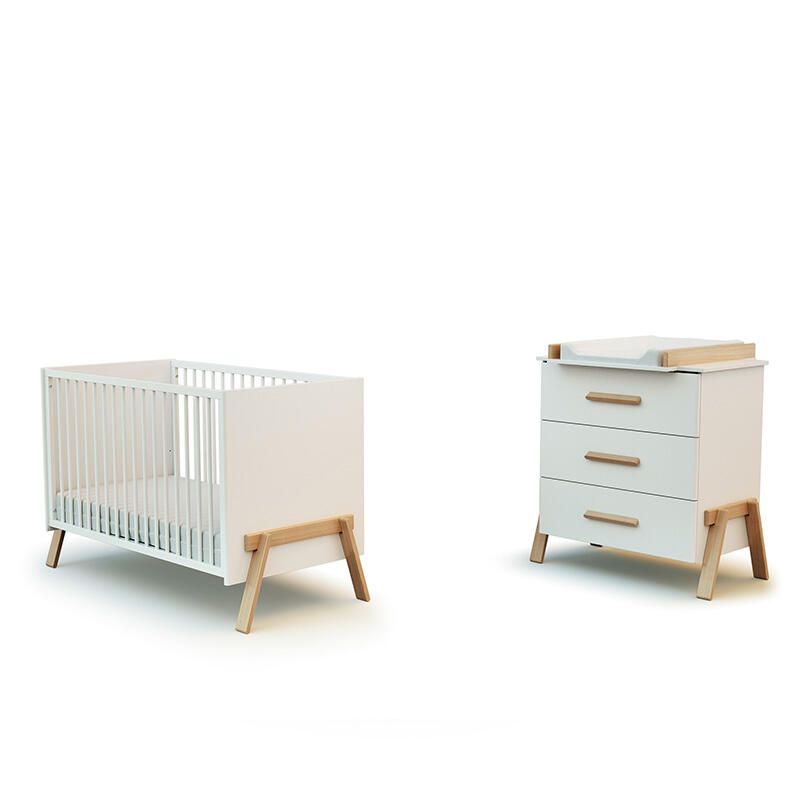Chambre Duo Canaille Lit bébé 60x120cm + Commode à langer - at4