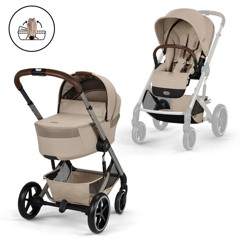 Poussette Duo Balios S Lux 4 + Nacelle pliable Balios Almond Beige - cybex