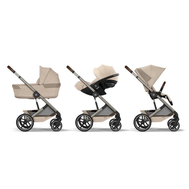 Poussette Trio Balios S Lux 4 + Siège auto Cloud G3 Comfort + Nacelle Balios pliable Almond Beige - cybex