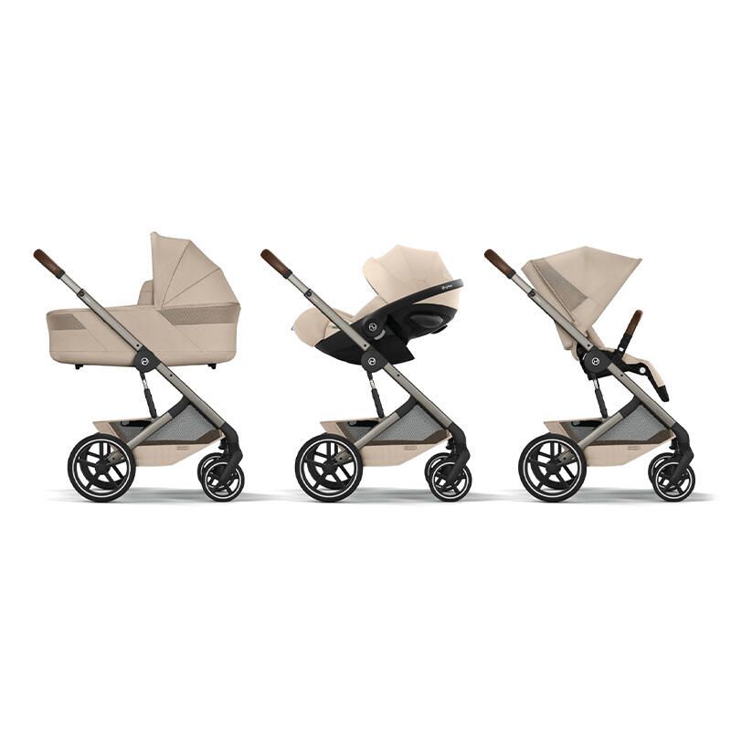 Poussette Trio Balios S Lux 4 + Siège auto Cloud G3 Plus + Nacelle Cot S Lux 4 Almond Beige - cybex