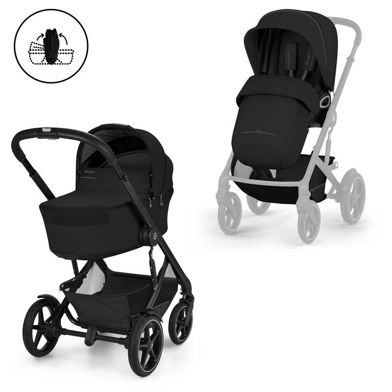 Poussette Duo Talos S Lux 4 + Nacelle pliable Talos Moon Black - cybex