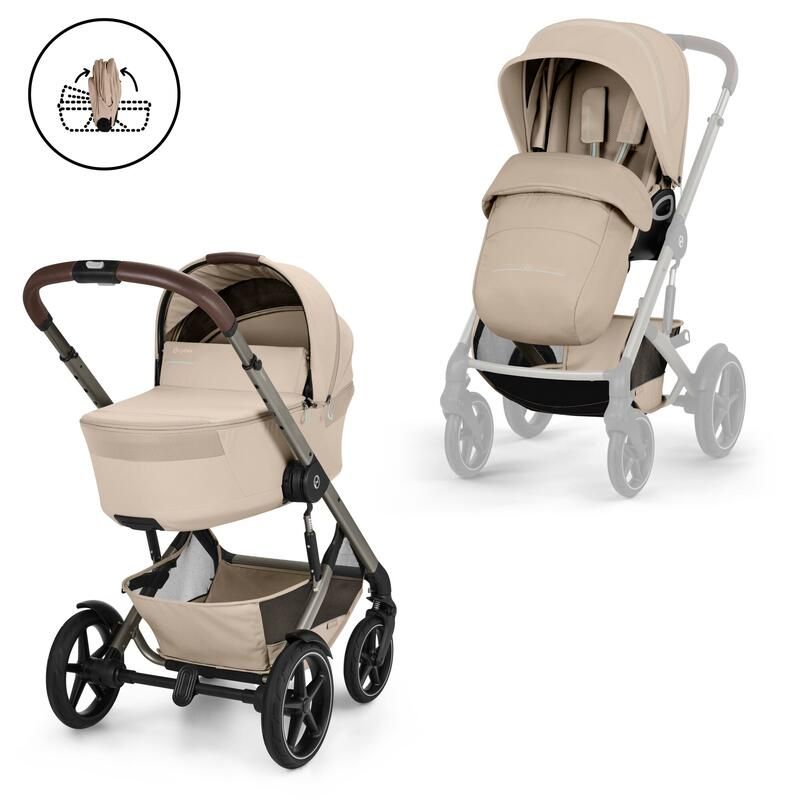 Poussette Duo Talos S Lux 4 + Nacelle pliable Talos Almond Beige - cybex