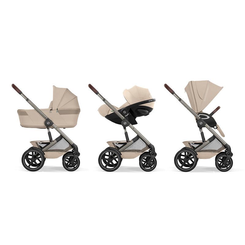 Poussette Trio Talos S Lux 4 + Siège auto Cloud G3 Plus + Nacelle pliable Talos Almond Beige - cybex