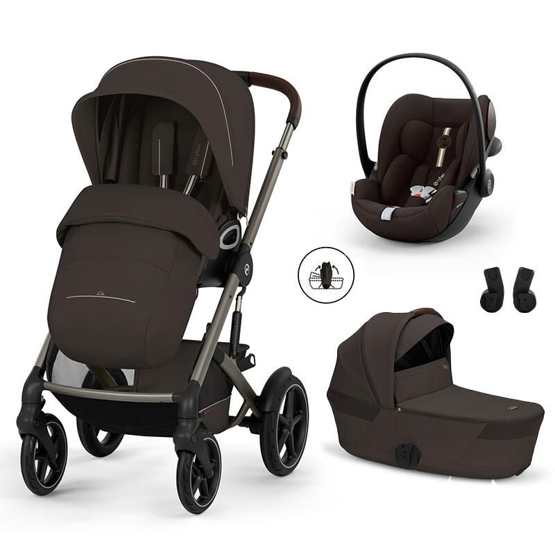Poussette Trio Talos S Lux 4 + Siège auto Cloud G3 Plus + Nacelle pliable Talos Chocolate Brown - cybex