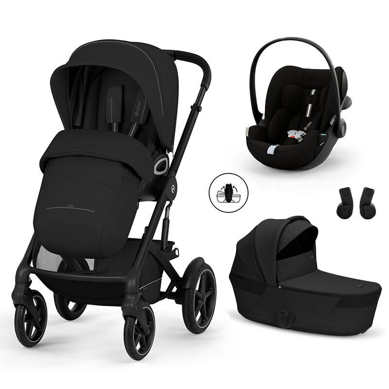 Poussette Trio Talos S Lux 4 + Siège auto Cloud G3 Plus + Nacelle pliable Talos Moon Black - cybex
