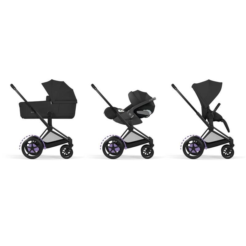 Poussette Trio e-Priam 3 Comfort + Siège auto Cloud T Plus + Nacelle pliable Matt Black Sepia Black - cybex