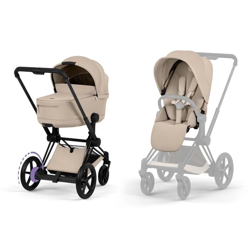 Poussette Duo e-Priam 3 Comfort + Nacelle pliable Matt Black Cozy Beige - cybex