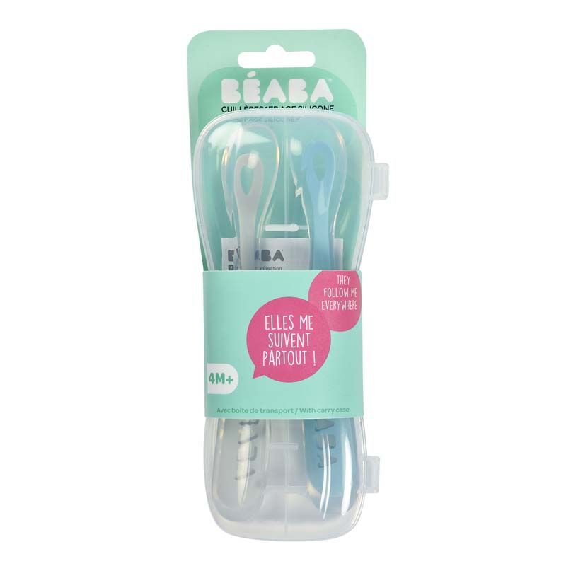 Cuilleres Silicone X2 1er Age Windy Blue - beaba