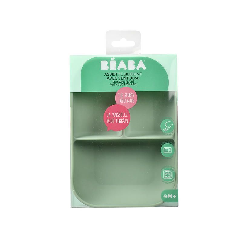 Assiette Compartimentee Silicone Sage Green - beaba
