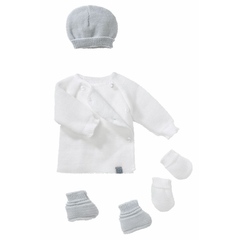 Lot Maternite Maille Blanc Et Gris Naissance - bebe9 creation