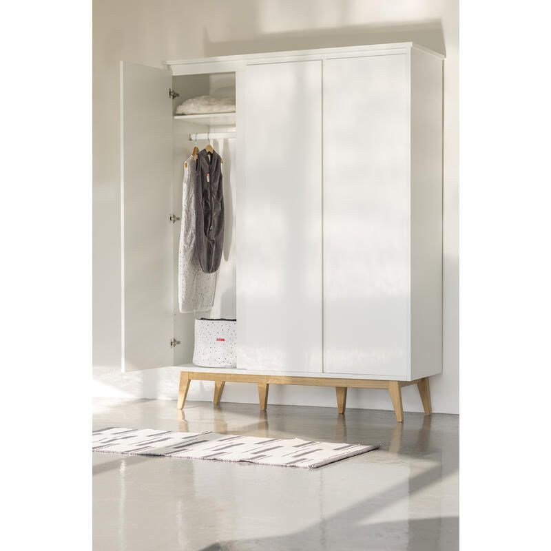 Chambre Trio Pure Blanc Lit bébé 60x120cm + Commode + Armoire - pericles