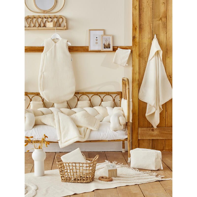 Cape De Bain + Gant Bambou 70x70cm Mousse De Lait - bb&co