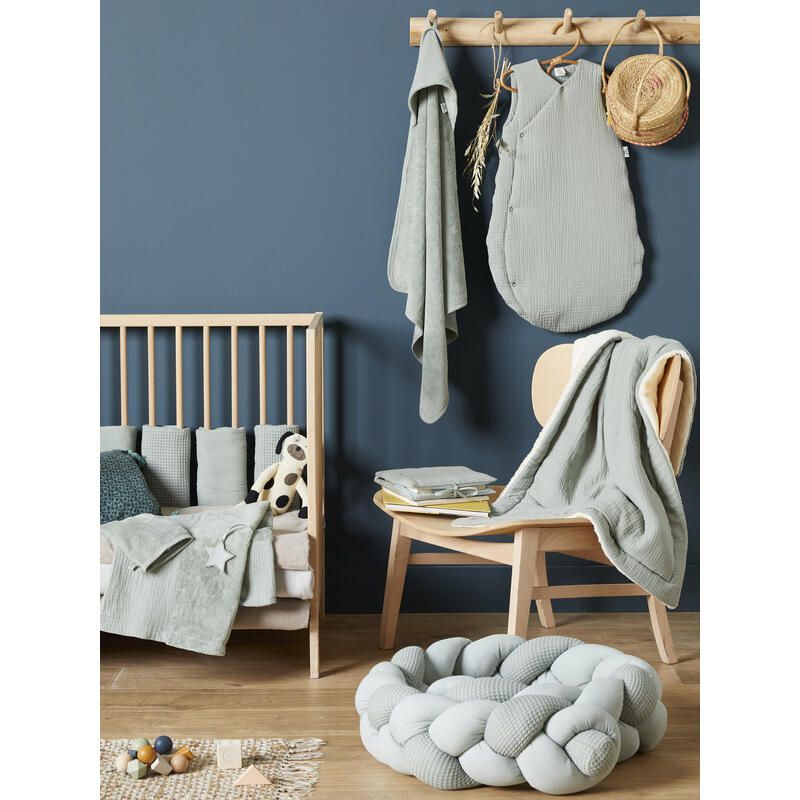 Cape De Bain + Gant Bambou 70x70cm Vert De Gris - bb&co