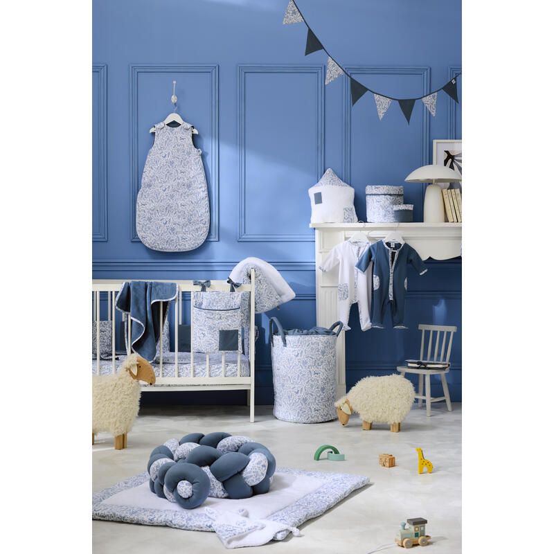 Maxi Panier De Rangement Foret Enchantee 40x45cm Blanc Bleu - bb&co