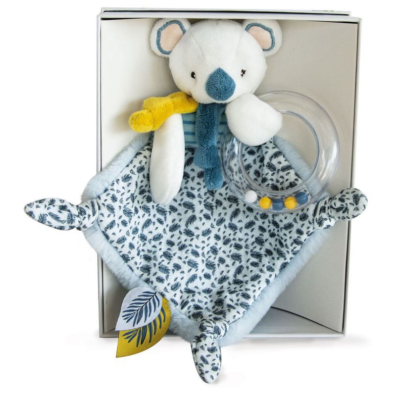 Doudou Hochet Yoca Le Koala Doudou Sensoriel 22cm Blanc - doudou et compagnie