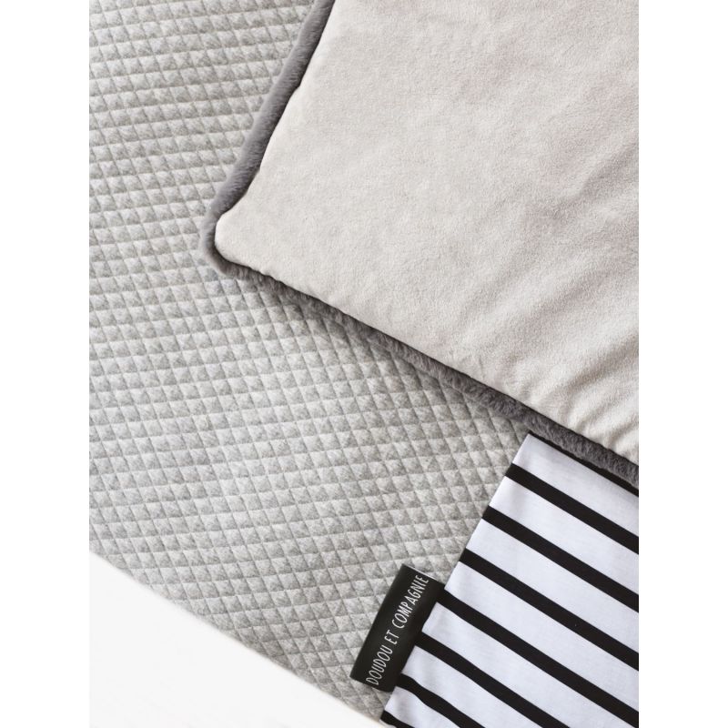 Tapis De Parc Tapidou Doudou... Et Compagnie 100x100cm Mosaique Blanc Gris - doudou et compagnie