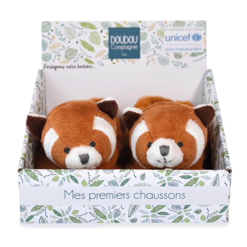 Chaussons Doudou Sengage 0-6m Panda Roux - doudou et compagnie