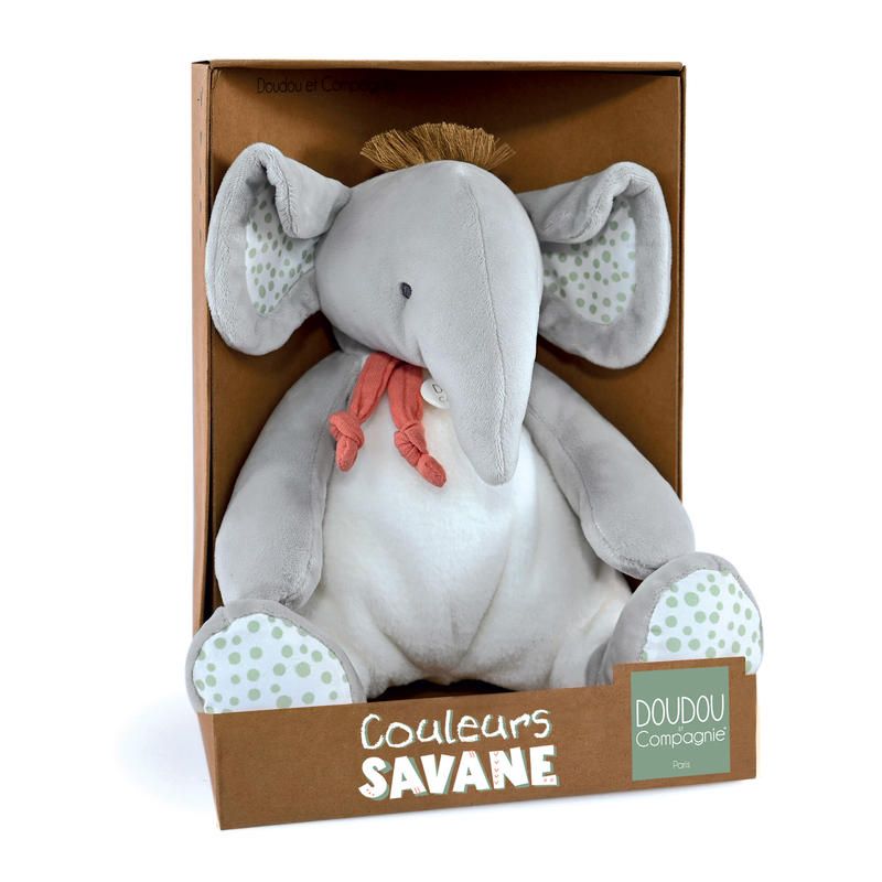 Elephant Pantin Doudou Raconte 30cm Gris - doudou et compagnie