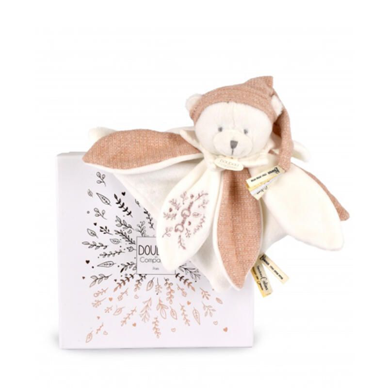 Ours Doudou Collector 25cm Blanc Rose - doudou et compagnie